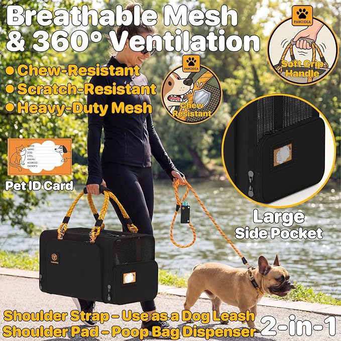 PAWZIDEA Expandable Pet Carrier for Small Cats & Dogs, TSA Airline Approved | 18"×11"×11" Soft-Sided Small Dog Travel Bag, Collapsible Top-Load Cat Carrier for 2 Cats Under Seat, Puppy Car Seat Up 15lbs - Image 4