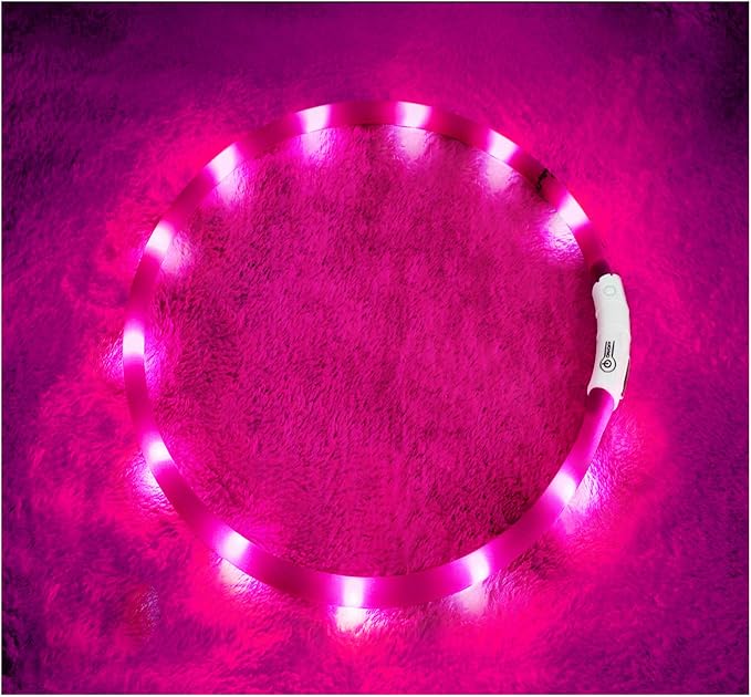 LED Dog Collar,USB Rechargeable Glowing Dog Collars, Light Up Collar Improved Pet Safety &Visibility at Night, 3 Flashing Modes,Water-Resistant LED Lighted Fits for Small Medium Large Dogs by Fashion%26cool