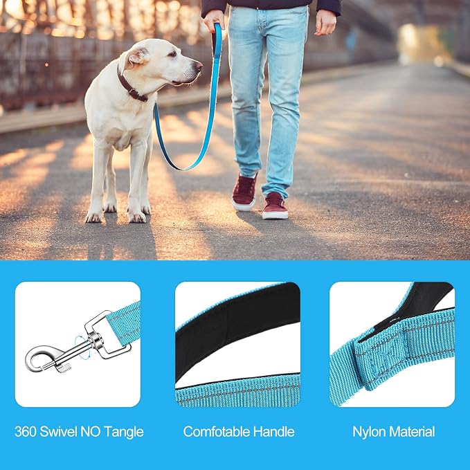 6 Pack Dog Leashes for Large Dogs, Reflective Nylon, Padded Handle, 5 ft | Bulk Set for Medium and Large Dogs, Multi Color, Double Sided Reflective Strip, Soft Grip Handle - Image 3