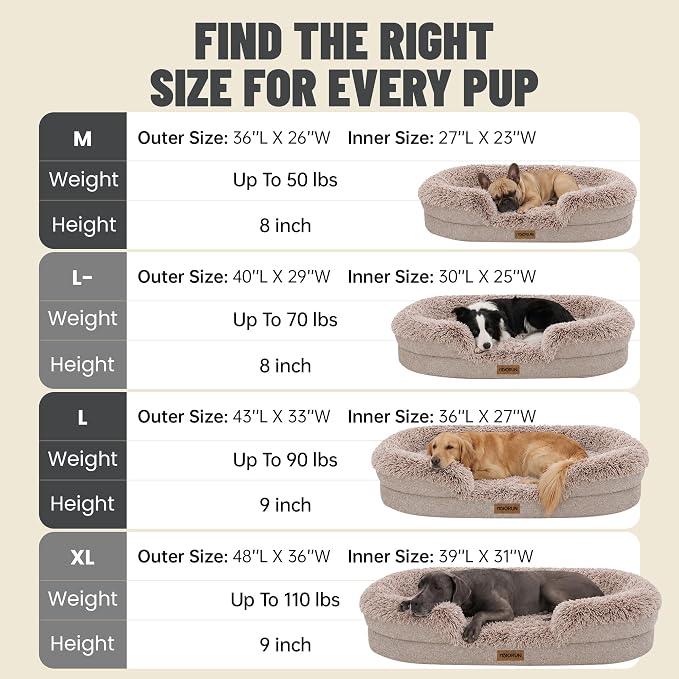 Miorun Fluffy Orthopedic Dog Beds Large Sized Dog, 48" Bolster Sofa Bed | Soft plush faux fur,lowered entry,washable cover,waterproof liner,claming dog couch for x-large dogs,supportive bolster - Image 9