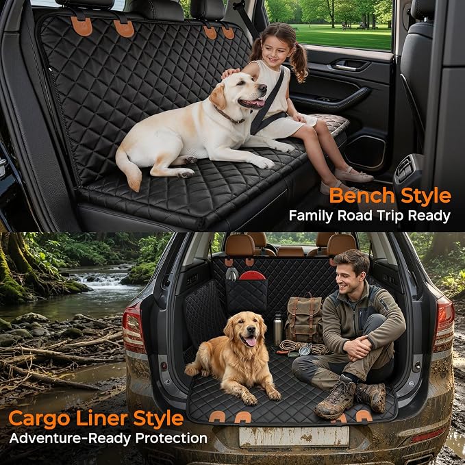 URPOWER Dog Car Seat Cover for Back Seat, Waterproof Hammock for Car & SUV | 600D Oxford, Side Flaps with Zippers, Scratch Resistant, Non-Slip, Easy Install, Machine Washable, Dog Seat Belt Included - Image 5