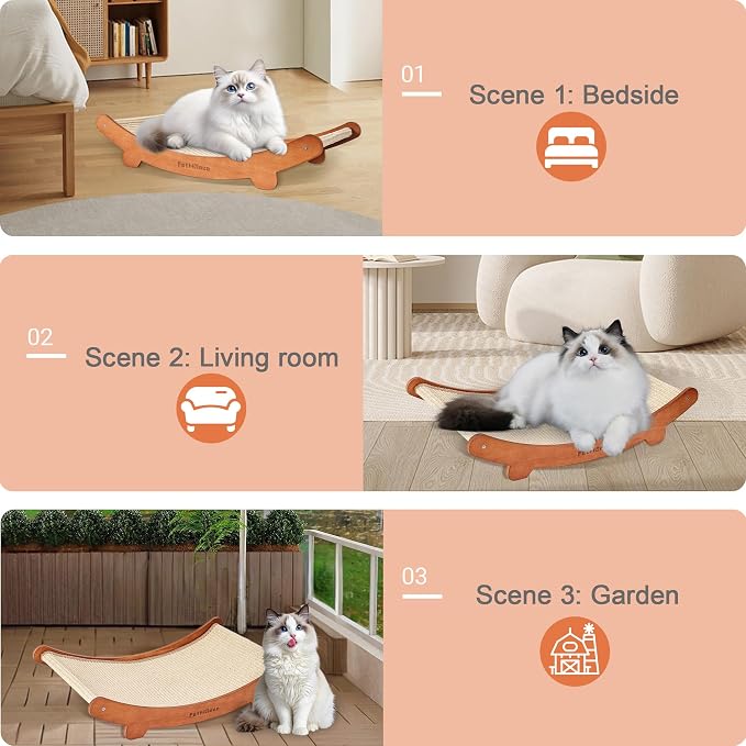 Sisal Cat Scratcher Bed Shaped U, Beech Wood Cat Scratching Pad Indoor cat Toy,Durable Cat Scratcher,Wooden Cat Furniture Protector, Large Cats Scratcher Lounge,Clawing and Play - Image 6