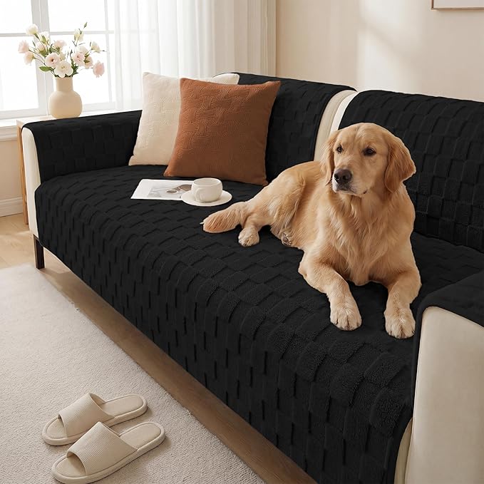 Foxdecor Couch Cover for Dogs Sofa Covers Non Slip Couch Pad Pet Friendly | Pet Couch Covers Washable Sofa Protector, Furniture Cover Couch Seat Protector for Living Room, Black 40x50 Inch by Unknown