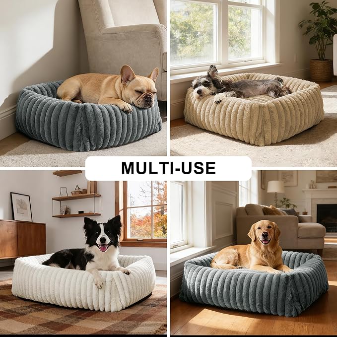 FURTIME Dog Bed for Small Dogs, Washable Orthopedic Dog Bed with Removable Cover, Rectangle Soft Calming Sleeping Puppy Bed Durable Pet Cuddler with Anti-Slip Bottom - Image 6