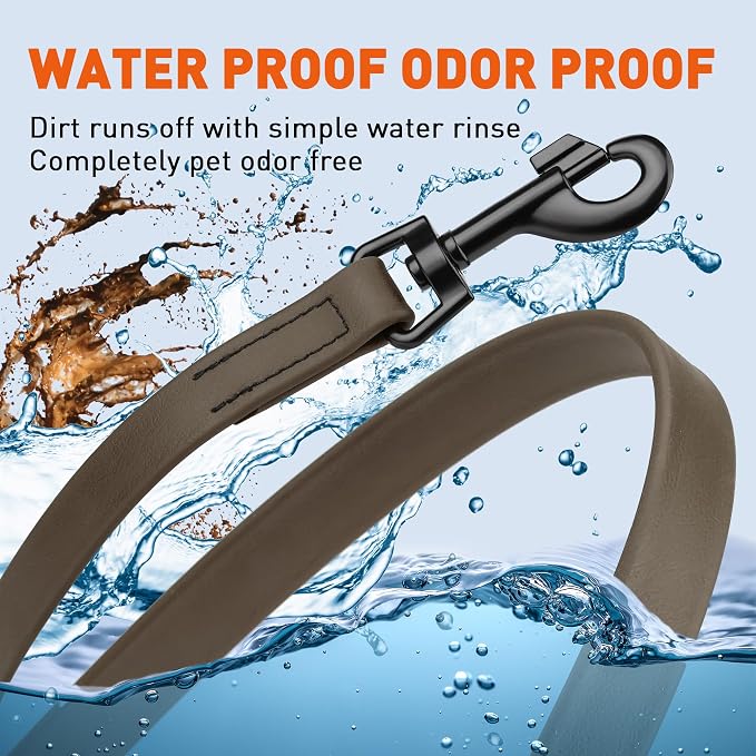 Dogline Biothane Waterproof Dog Leash Strong Coated Nylon Webbing with Black Hardware Odor-Proof Easy to Clean High Performance for Small or Large Dogs Made in USA 4 or 6 ft Lead, Dark Chocolate Brown - Image 6