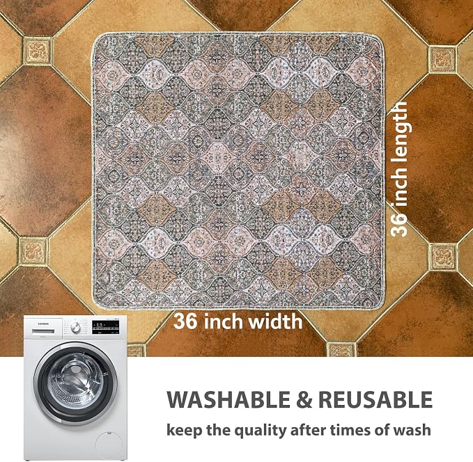 nunubaby Washable Pee Pads for Dogs, Stylish, Non-Slip and Leak-Proof Pee Pads. Reusable Potty Pads for Dogs for Crates and Floors.(Brown/Multi,36" x36" ) - Image 4