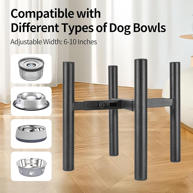 PROERR Lifted Dog Bowl Stand - Without Bowls, Single Raise Pet Food Table Adjustable Wide 6-10", Tall 8 10 12" - Bowl Stand Size Optional, Dog Bowls Holder Elevated for Small Medium Large Dogs Breed - Image 2
