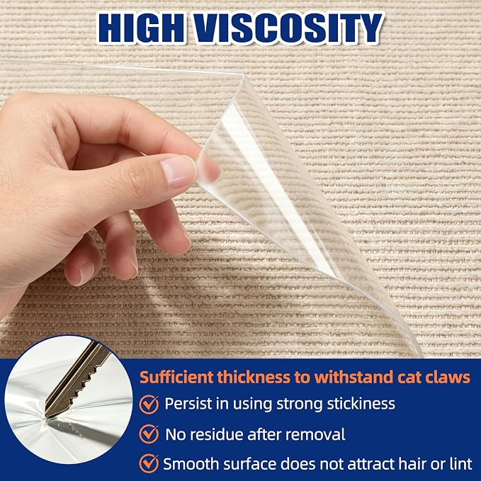 Anti Cat Scratch Furniture Protector, 20 Pack (10 XL+5 L+5 M) Couch Protector with 50 Twist Pins, Heavy Duty Clear Self-Adhesive No Residue Easy to Apply for Sofa, Furniture Corners, Doors & Walls - Image 5