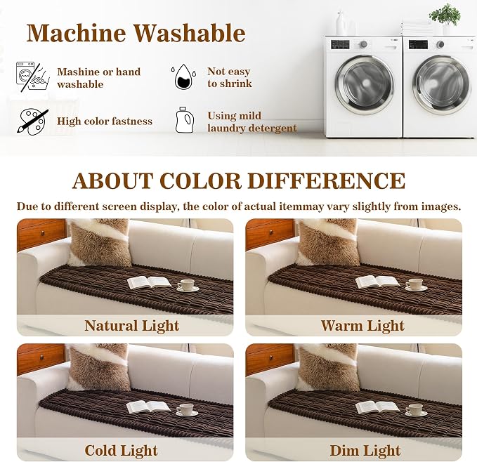 MYSKY HOME Couch Covers for Dogs, Sofa Cover for 3 Cushion Sofa, Chococlate | 27.6" x 70.9" Sofa Covers for Pets Washable, Soft Non-Slip Sofa Slipcovers, Furniture Protector Covers, Pet Friendly - Image 7