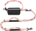 Hands Free Dog Leash with Zipper Pouch, Pink Sakura, Large | Waist Leash, Dual Padded Handles, Shock-Absorbing Bungee, Adjustable Waist Belt, Walking and Running by iYoShop