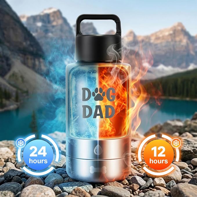 Dog Water Bottle 32oz, Insulated Stainless Steel Travel Water Dispenser with 2 Detachable Dog Bowls for Food and Water, Leak Proof Portable Pet Drinking Cup for Walking Hiking Camping - Image 2