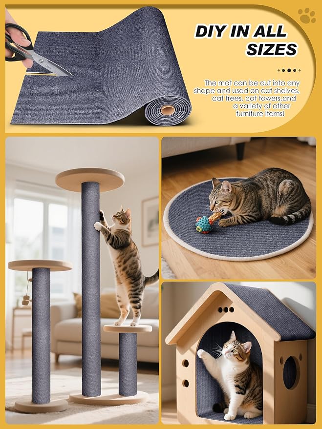2PCS 39.4"x15.8" Cat Scratch Furniture Protector - Dark Gray | Less claw damage, easier scratch-zone setup, worn post refresh, cleaner couch corners, softer look for cat homes - Image 3