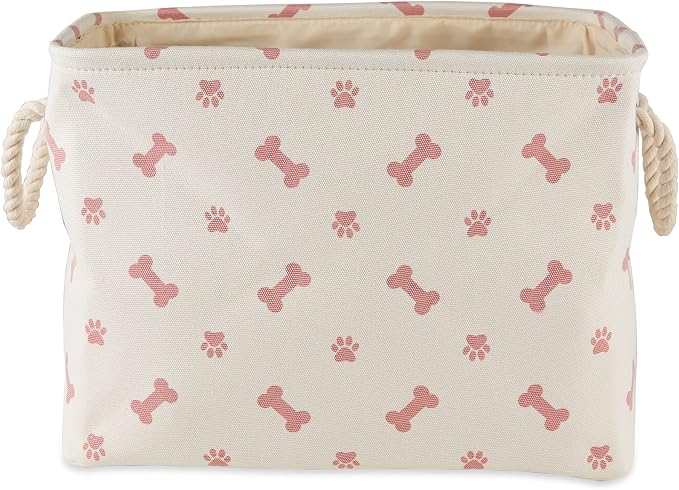 Bone Dry Pet Storage Collection Paw and Bone Print, Small Rectangle, 14x8x9", Rose - Image 2