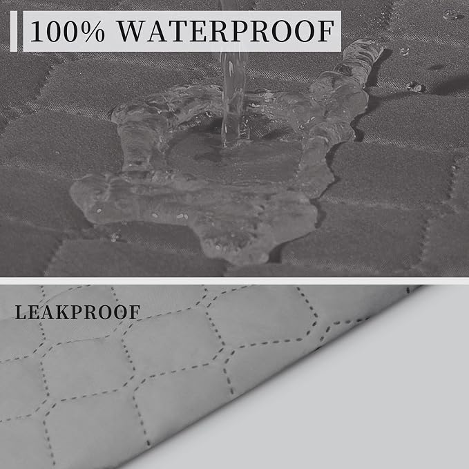 ISSUNTEX Double Protection 100% Waterproof Sofa Covers for Living Room, Reversible Couch Covers for 3 Cushion Couch Sofa, Furniture Protector Sofa Cover for Pets (X Large, Gray/Light Gray) - Image 3