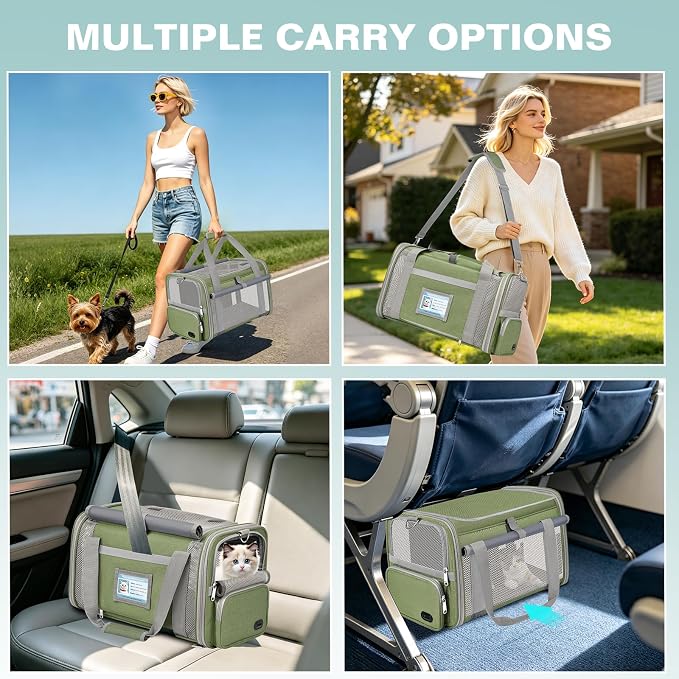 Cat Carrier Airline Approved Privacy Portable Top Load Pet Travel Bag | Soft Sided Pet Carriers for Small Cats Dogs Puppy up to 16 Lbs,Collapsible,Zipper Lock,Luggage Sleeve,2 Storage,Washable - Image 8