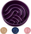 vancasso Slow Feeder Dog Bowl, 3 Cup Ceramic Slow Feeding Food Dish for Large Breed, Puzzle Dog Food Bowl for Fast Eater, Dark Purple by vancasso