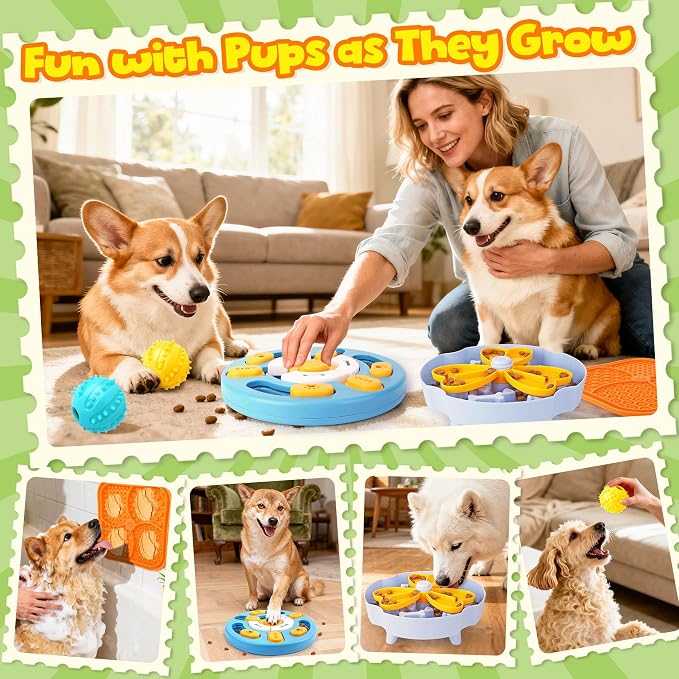 Forfon Slow Feeding Enrichment Set with Lick Mat & Puzzle Toy | Multi-Level Challenge, Mental Stimulation,Healthy Eating Habits,Puzzle Solving,Treat Play - Image 7