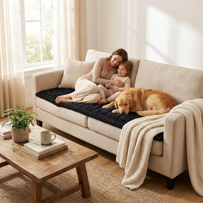 Smiry Couch Cover for Dogs, Non Slip Washable Sofa Protector for Pets | Soft Furniture Cover for Leather & Fabric Couches, Cozy Protect Against Fur, Dirt & Messes, Pet Friendly, 27.6"x82.7" - Image 6