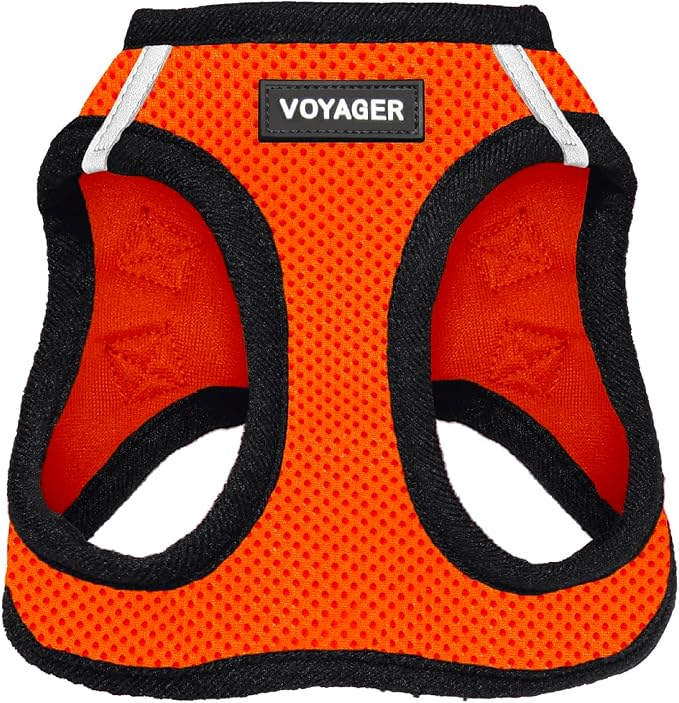 Voyager Step-in Air Dog Vest Harness - Orange/Black Trim, Medium | 16 - 18" in Chest, Reflective Bands, All Weather Breathable Air Mesh, Cats Compatible, Lightweight, Fast Drying by BestPetSuppliesLLC
