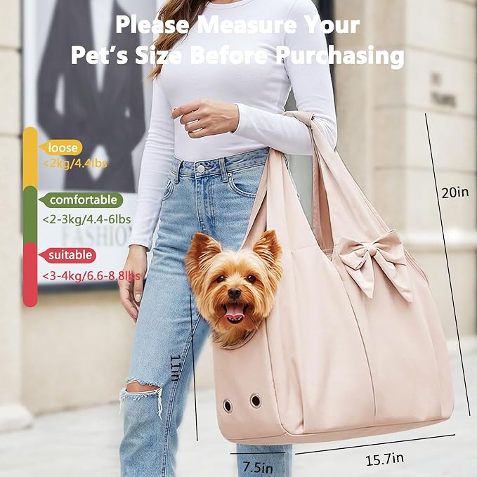 Fashion Dog Purse Carrier for Small Dogs, Soft-Sided Dog Bag Carrier with 4 Large Pockets, No Collapse, Lightweight, Smart Zipper Lock, Comfortable Puppy Cats Rabbit Carrier for Travel, Outdoor(Pink) - Image 2