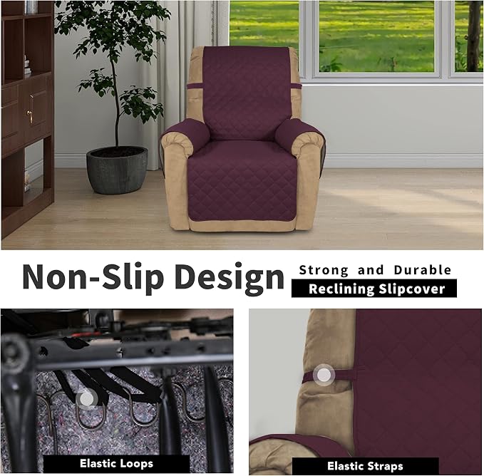 Easy-Going Reversible Couch Cover, Recliner 22 in, Wine/Beige | Machine Washable Slipcover For Dogs, Water Resistant Furniture Mat For Living Room, Non-Slip Sofa Cover, Pet Friendly - Image 3