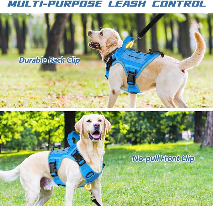 WINGOIN Blue Tactical Dog Harness for Small Dogs,No Pull Dog Harness | with Handle,Adjustable Reflective,Military K9 Style,Big Size Dog Vest,for German Shepherd,for Walking Training Hunting - Image 5