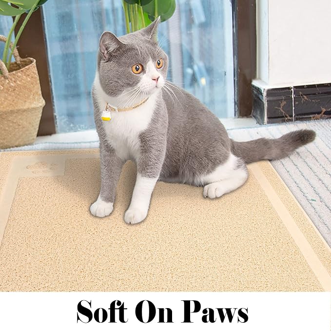 UPSKY Large Cat Litter Mat Trapper 35"×23", Waterproof, Non-Slip, Beige | Large Litter Box Mat, Foldable Trapping Mat, Anti-slip Design, For Cat Litter Boxes and Sensitive Paws, Easy to Clean - Image 6