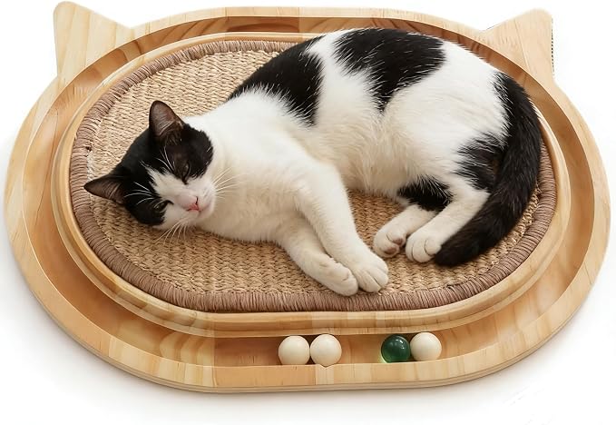 Sisal Cat Scratcher Toy with Ball Track,Wooden Interactive Cat Toy,Cats Scratch Pad for Indoor Cat, Physical Exercise for Kitty and Medium Cat by Tismucel