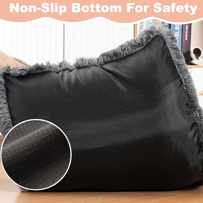 Bedfolks Waterproof Dog Crate Bed, Plush Dog Pad, 23"x18", Solid Dark Grey | Faux Fur Plush Cover, Removable Washable Outer, Waterproof Inner Lining, Non-Slip Base, Crate Pad and Dog Pillow - Image 6