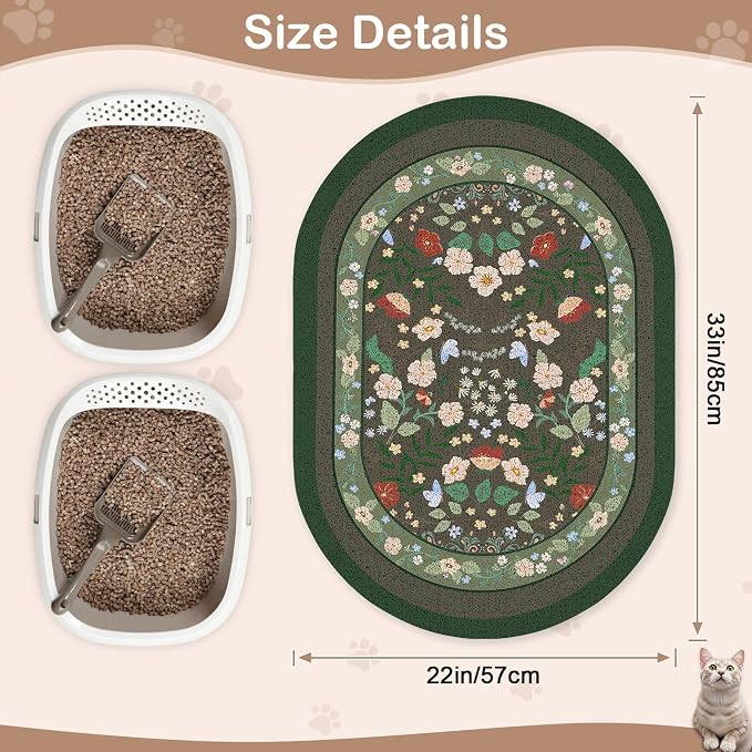 Bienbee Cat Litter Mat, 33" x 22" Dense Trapping Mesh for Litter Boxes | Litter Box Mat with PVC Mesh, Waterproof &Urineproof, Non-Slip Grip, Soft On Kitty Paws and Easy to Clean to Protect Floor - Image 6