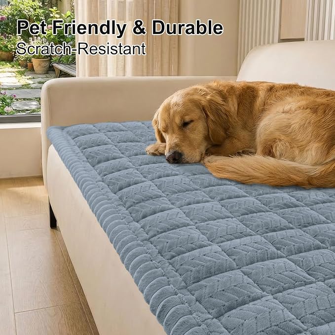 Smiry Couch Cover for Dogs, Non Slip Fuzzy Pet Sofa Covers Washable | Sofa Slipcovers for 3 Cushion Couch, Soft Thick Furniture Protector for Cats Dogs, Against Fur, Dirt, Scratch (43"x82.7") - Image 9