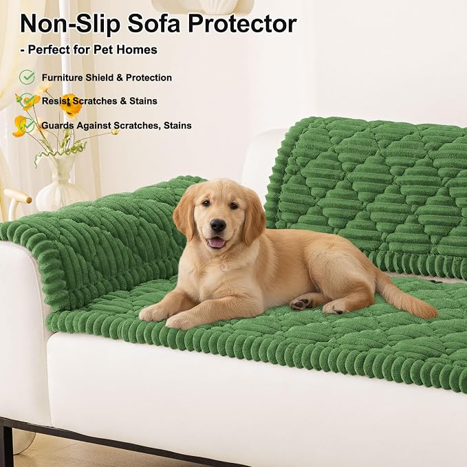 Smiry Couch Cover for Dogs Washable, Non Slip Fuzzy Pet Sofa Protector | Soft Thick Furniture Cover for Sofa, Loveseat and Sectional, Scratch & Pet Hair Resistant (Olive Green, 27.6" x 47") - Image 11