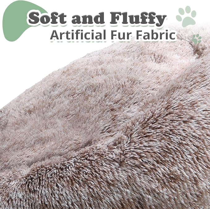 JOLLYVOGUE Dog & Cat Bed, Calming Anti-Anxiety Pet Bed for Small Dogs, Fluffy Donut Cushion for Small and Medium Pets (20") - Image 2