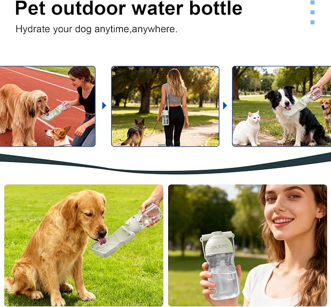 Amerisun Dog Water Bottle, 16.9 OZ Collapsible Leak-Proof Pet Water Bowl | Collapsible Water Bottle,Suitable for Dog, Cat, Puppy, Guinea Pig, Hamster & Bunny. Ideal for Walking, Hiking（A012B-White） - Image 4