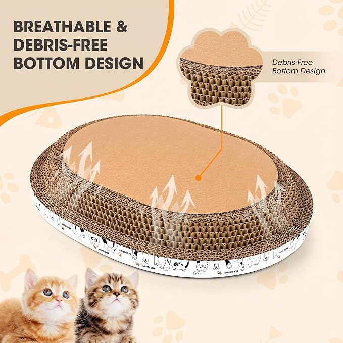 3Pack Extra Large Versatile Cardboard cat Scratcher & Lounger bed, High-Density cat Scratch Pads for Indoor Cats Grinding Claws, Ergonomical curved Cat Scratching Board, Couch Protector from Cat Claws - Image 3