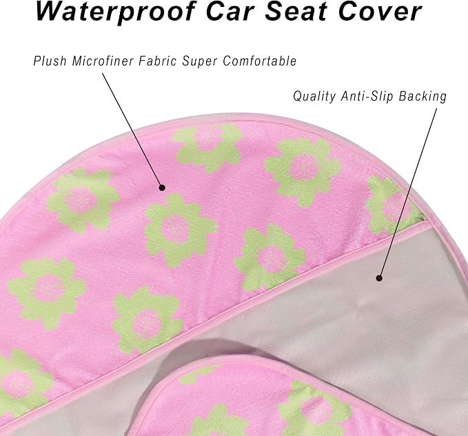 Car Seat Cover Protector Front Seats,for Gym Workout,Running,Swimming,Beach and Hiking,Waterproof Sweat Towel Bucket Seat Covers for Cars SUV Trucks (Flower and Pink, 2Pcs) - Image 5