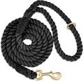 5 FT Handmade Rope Dog Leash for Small Medium and Large Dogs | Soft and Comfortable Grip, New Golden Heavy Duty Metal Clasp, Black by PetsGoodFriend