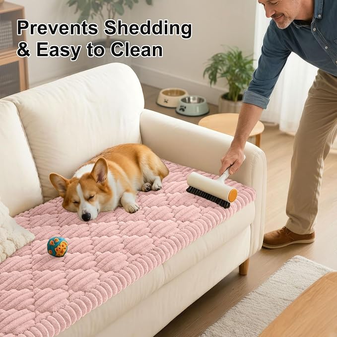 Smiry Couch Cover for Dogs Washable, Non Slip Fuzzy Pet Sofa Protector | Soft Thick Furniture Cover for Sofa, Loveseat and Sectional, Scratch & Pet Hair Resistant (Dusty Rose, 27.6" x 88") - Image 6