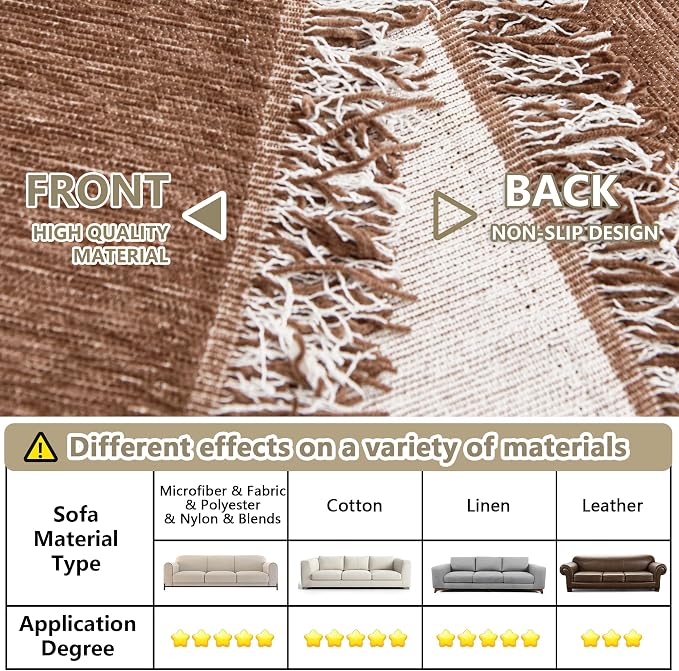 MYSKY HOME Couch Covers for 3 Cushion Couch Sofa, Chenille L Shape Sectional Couch Cover - Pet-Friendly, Machine Washable, Non-Slip Sofa Protector for Dogs, Kids, 71"x118", Camel - Image 5