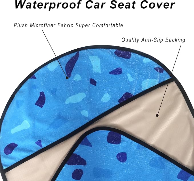 Car Seat Cover Protector Front Seats,for Gym Workout,Running,Swimming,Beach and Hiking,Waterproof Sweat Towel Bucket Seat Covers for Cars SUV Trucks (Blue Marbling, 1Pcs) - Image 5
