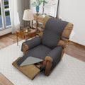 Reversible Chair Covers for Recliner Oversized, Dark Grey | Recliner Oversized Covers for Living Room with Elastic Straps, Water Repellent, Chair Protectors Covers for Dogs by LuxshareHome