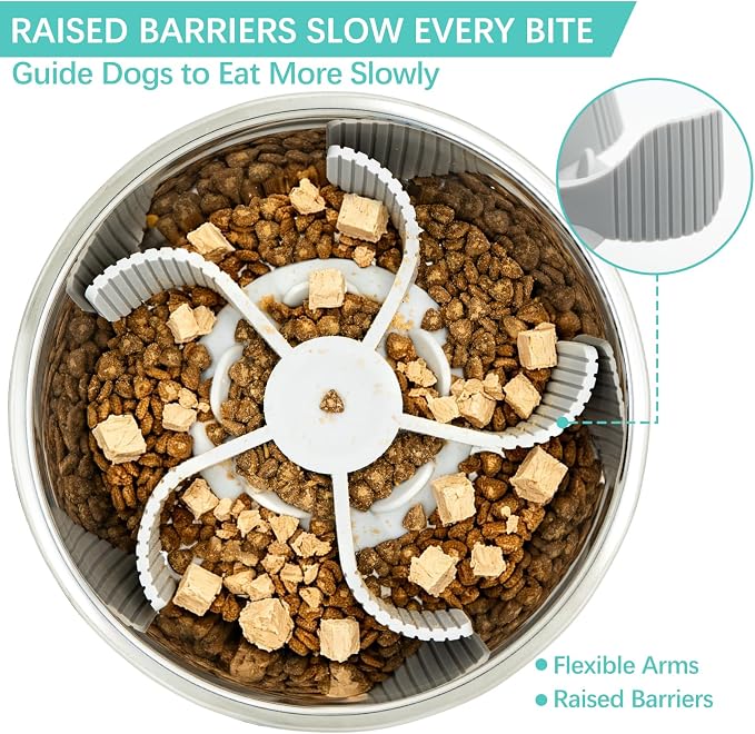 LumoLeaf Slow Feeder Dog Bowl Insert, Cuttable Silicone Dog Slow Feeder with Suction Cups, Soft Slow Eating Feeder for Dry & Wet Food, Fits Most Regular & Elevated Bowls, Small Medium Large Dogs (1) - Image 3
