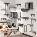 12-in-1 Cat Wall Shelves, Luxury Wall-Mounted Cat Climber Set | with Condos House, Scratching Post, Bridge Ladder, Indoor Space-Saving Furniture for Kittens, Dark Gray by NUNULAB