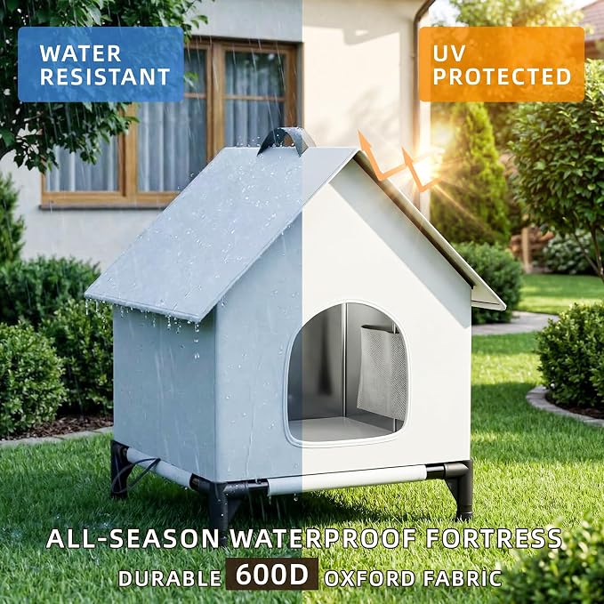 Cooling Cat House with Ice Packs for Outside&Indoor,Insulated and Weatherproof,Selfwarming Cat Shelter,Large Cave Bed for Garden (XL, Cold) - Image 6