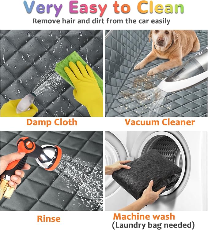 URPOWER Dog Car Seat Cover for Back Seat, Waterproof Hammock for Car & SUV | 600D Oxford, Side Flaps with Zippers, Scratch Resistant, Non-Slip, Easy Install, Machine Washable, Dog Seat Belt Included - Image 7