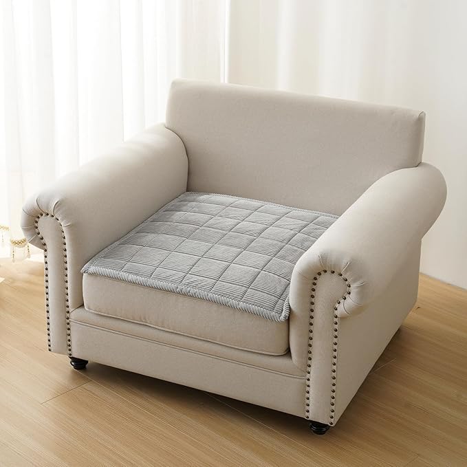 Couch Covers for Dogs, Non Slip Washable Pet Couch Covers for Sofa | 27.6”x27.6” Light Grey Soft Velvet Sofa Covers for Arm rest Backrest, Couch Protect Against Pet Hair, Scratches & Stains by PJLZJFBY