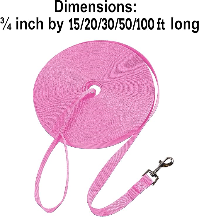 Hi Kiss Dog/Puppy Obedience Recall Training Agility Lead - 15ft 20ft 30ft 50ft 100ft Training Leash - Great for Training, Play, Camping, or Backyard - Pink 50ft - Image 4