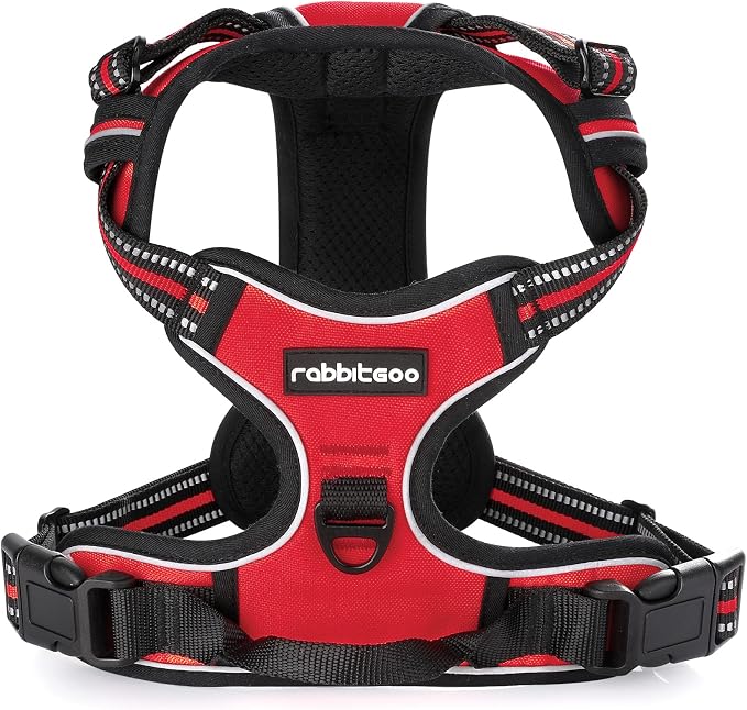 rabbitgoo Dog Harness, No Pull for Large Dogs with 2 Leash Clips, Pet Vest | No Choke with Handle, Adjustable Soft Padded, Reflective, Easy Control for Walking, Red, X-Large - Image 3