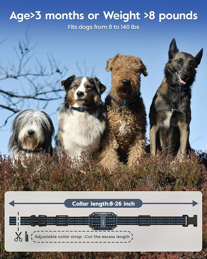 SLOPEHILL Dog Training Collar,4200FT Remote Shock Collar for Dogs 8-140lbs | IP68 Waterproof e Collar with Beep, Vibration, Safe Shock, Light ,No Shock Modes,Dog Collar with Removable Prongs,Dark Blue - Image 7
