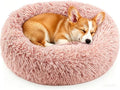 Calming Donut Dog and Cat Bed for Indoor Cats, Anti-Anxiety Round Fluffy Soft Washable Small Pet Bed for Puppy and Kitten, Warming Comfortable Luxury Anti-Slip Waterproof Mute Base 20in Pink by Homeuslynn